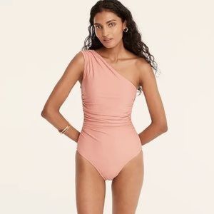 JCrew Ruched One Shoulder One Piece Swimsuit Warm Rose NWT 2